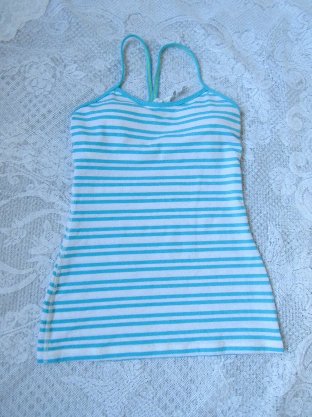 Lululemon Power Y Tank Top, sz. 4, Blue/white